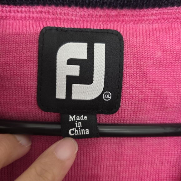 FJ Footjoy 100% Wool Pullover Sweater Mens Pink 1/4 Zip Size XXL - Picture 2 of 7